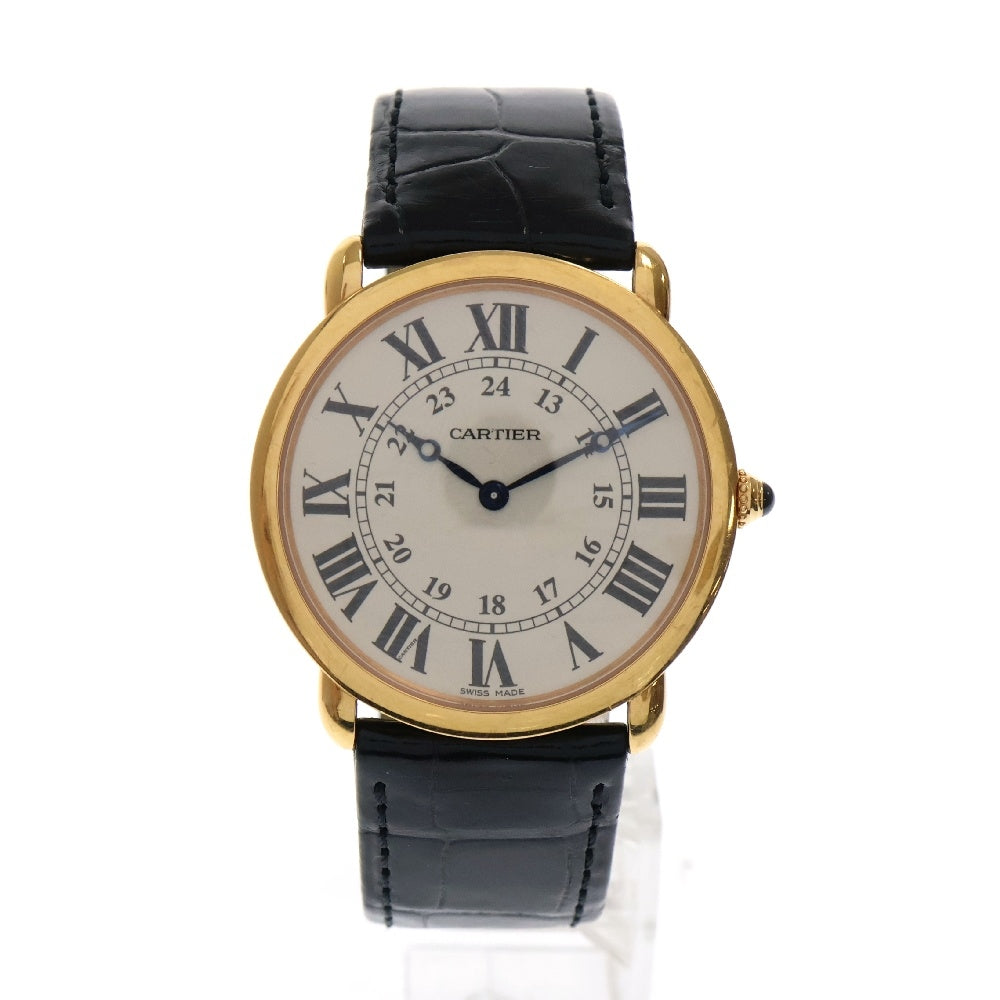Cartier(カルティエ) ロンド ルイ カルティエ LM ホワイト文字盤 K18YG アリゲーター 腕時計 W6800251