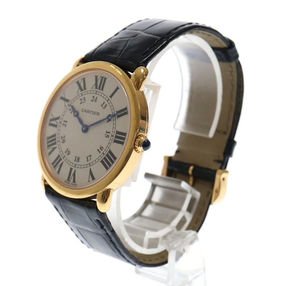 Cartier(カルティエ) ロンド ルイ カルティエ LM ホワイト文字盤 K18YG アリゲーター 腕時計 W6800251