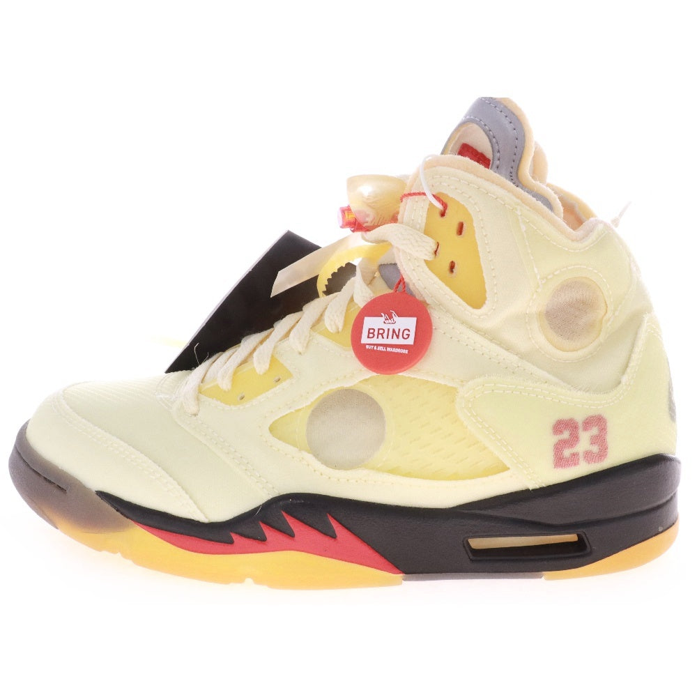NIKE(ナイキ) ×OFF-WHITE AIR JORDAN 5 RETRO SP SAIL オフホワイト エアジョーダン5 レトロ セイル ハイカットスニーカー アイボリー US8/26cm DH8565-100