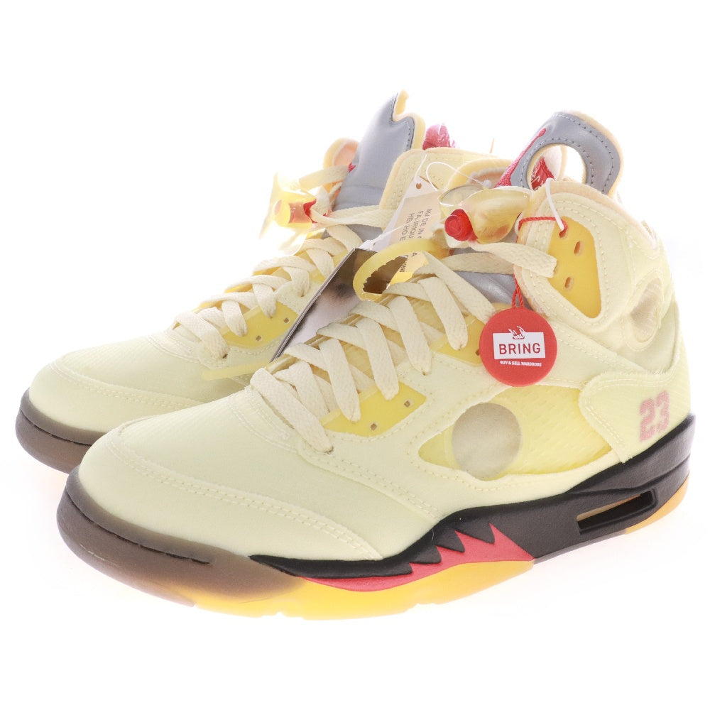 NIKE(ナイキ) ×OFF-WHITE AIR JORDAN 5 RETRO SP SAIL オフホワイト エアジョーダン5 レトロ セイル ハイカットスニーカー アイボリー US8/26cm DH8565-100
