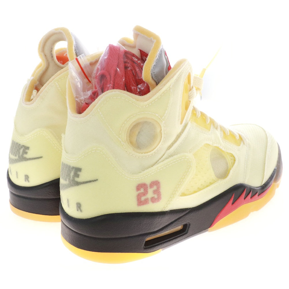 NIKE(ナイキ) ×OFF-WHITE AIR JORDAN 5 RETRO SP SAIL オフホワイト エアジョーダン5 レトロ セイル ハイカットスニーカー アイボリー US8/26cm DH8565-100