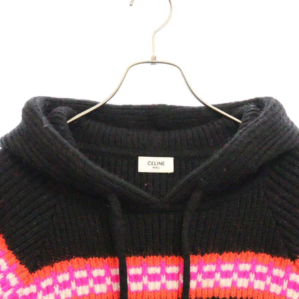 CELINE(セリーヌ) 22AW Embroidery Hooded Sweater In Ski Jacquard Wool エンブロイダリープルオーバーパーカー セーター ニット マルチカラー 2AC23579S