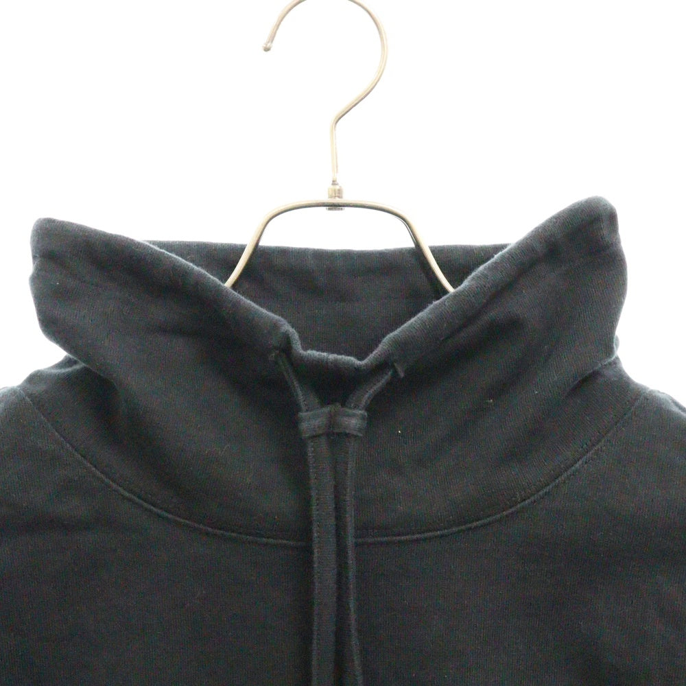 KITH(キス) Cotton Jersey Funnel Neck Drawstring High ハイネック ナイロン切替 プルオーバースウェットトレーナーブラック KHM030892