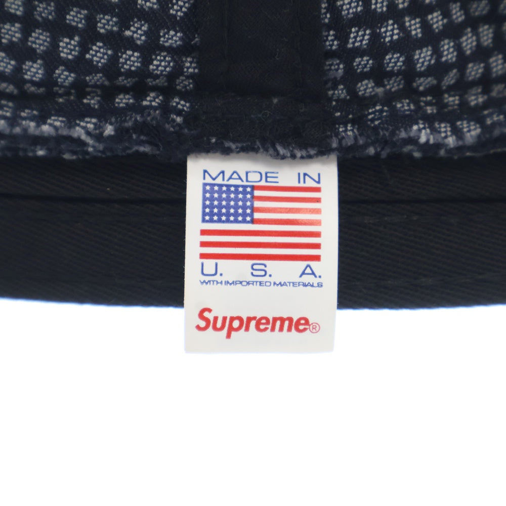 SUPREME(シュプリーム) 22AW Camo Grid Velvet Crusher カモフラ グリッド ベルベット ロゴ刺繍 バケットハット 帽子 ブラック/グレー