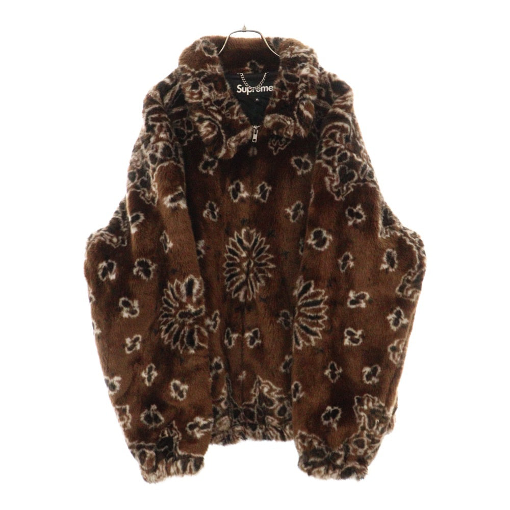 SUPREME(シュプリーム) 21SS Bandana Faux Fur Bomber Jacket バンダナ ファー ボンバー アーチロゴ ジャケット ブラウン