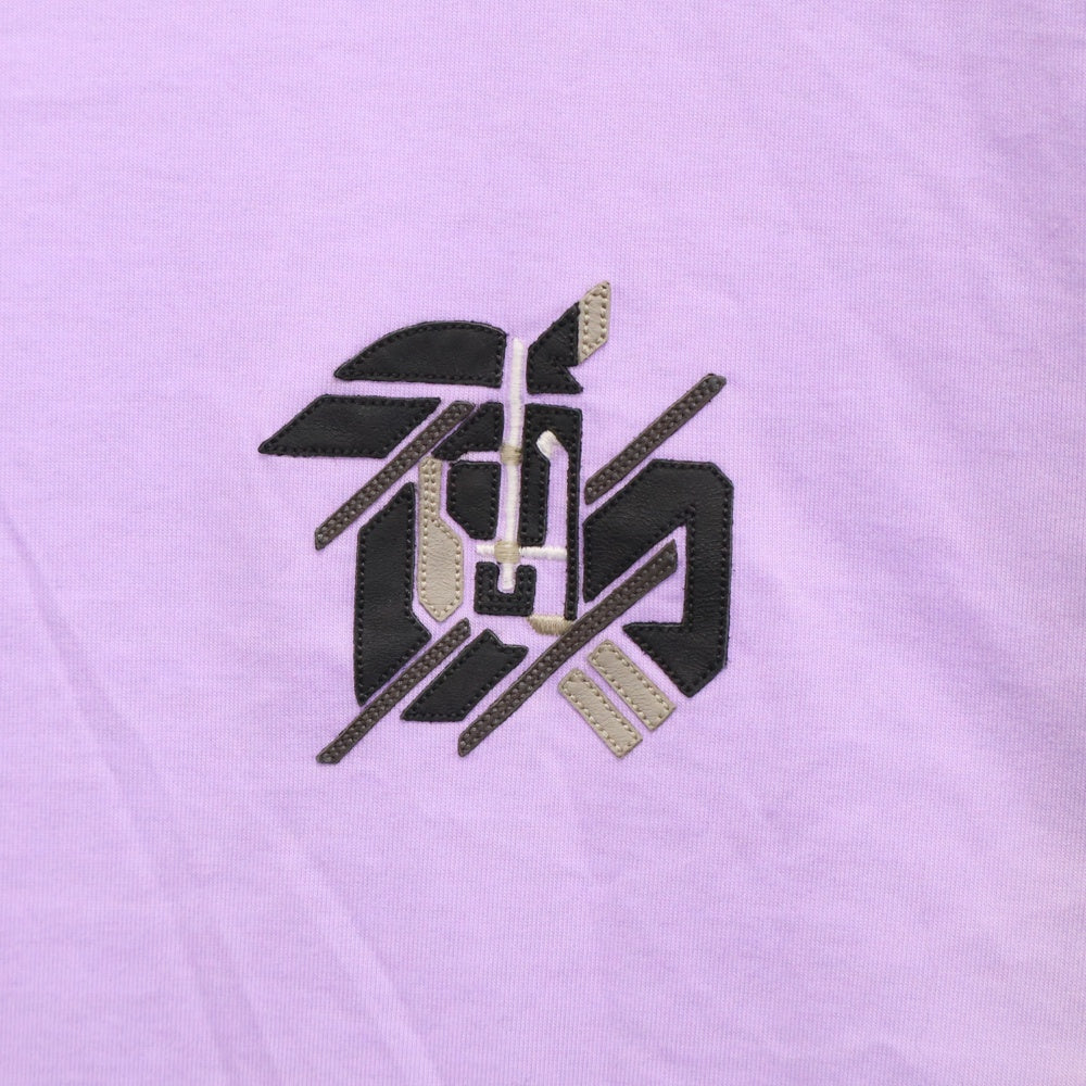 HERMES(エルメス) 23SS T-shirt Mini Patch Cuir ミニレザーパッチ刺繍 クルーネック 半袖Tシャツ カットソー パープル