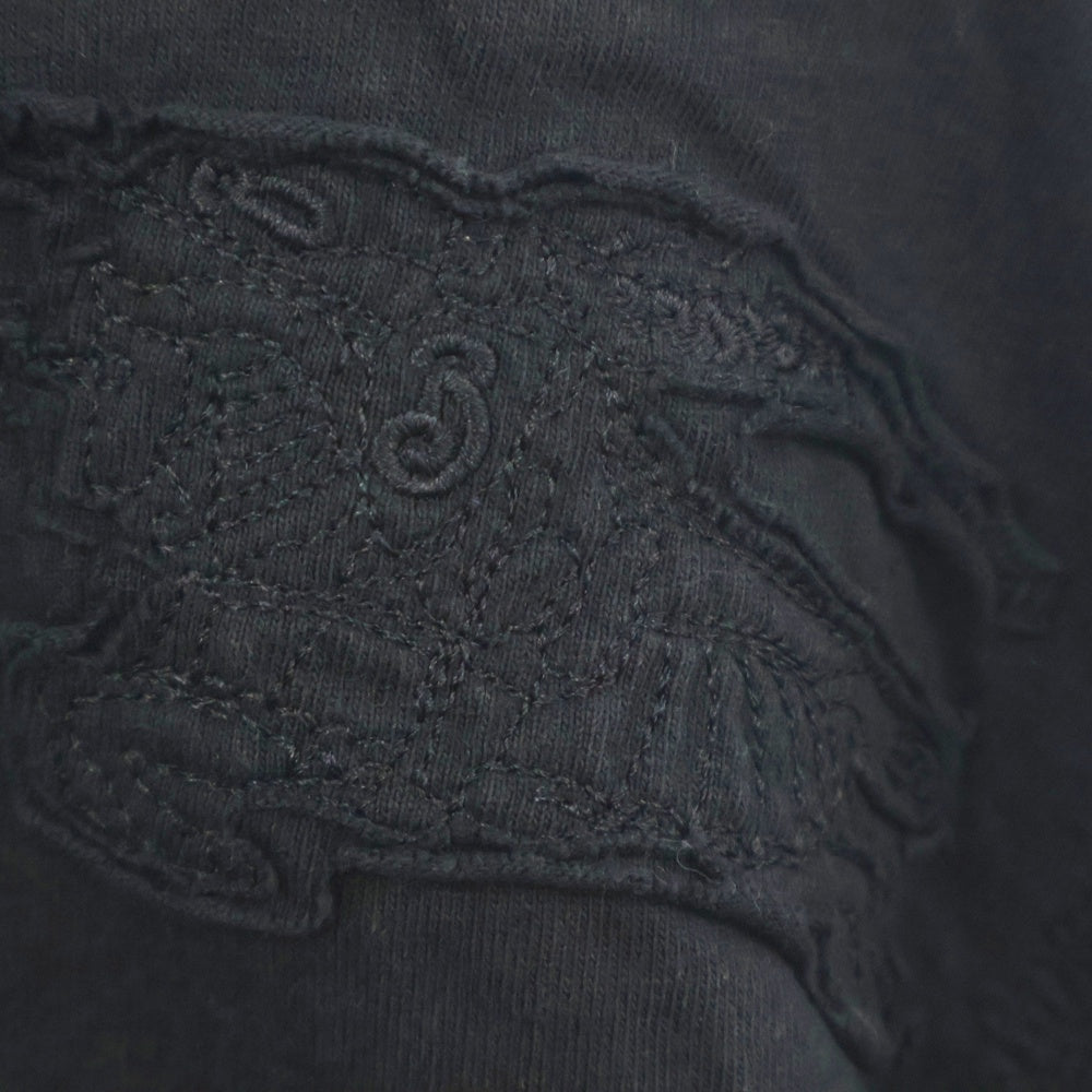 BURBERRY(バーバリー) ロゴパッチ クルーネック 半袖Tシャツカットソーブラック 8084951
