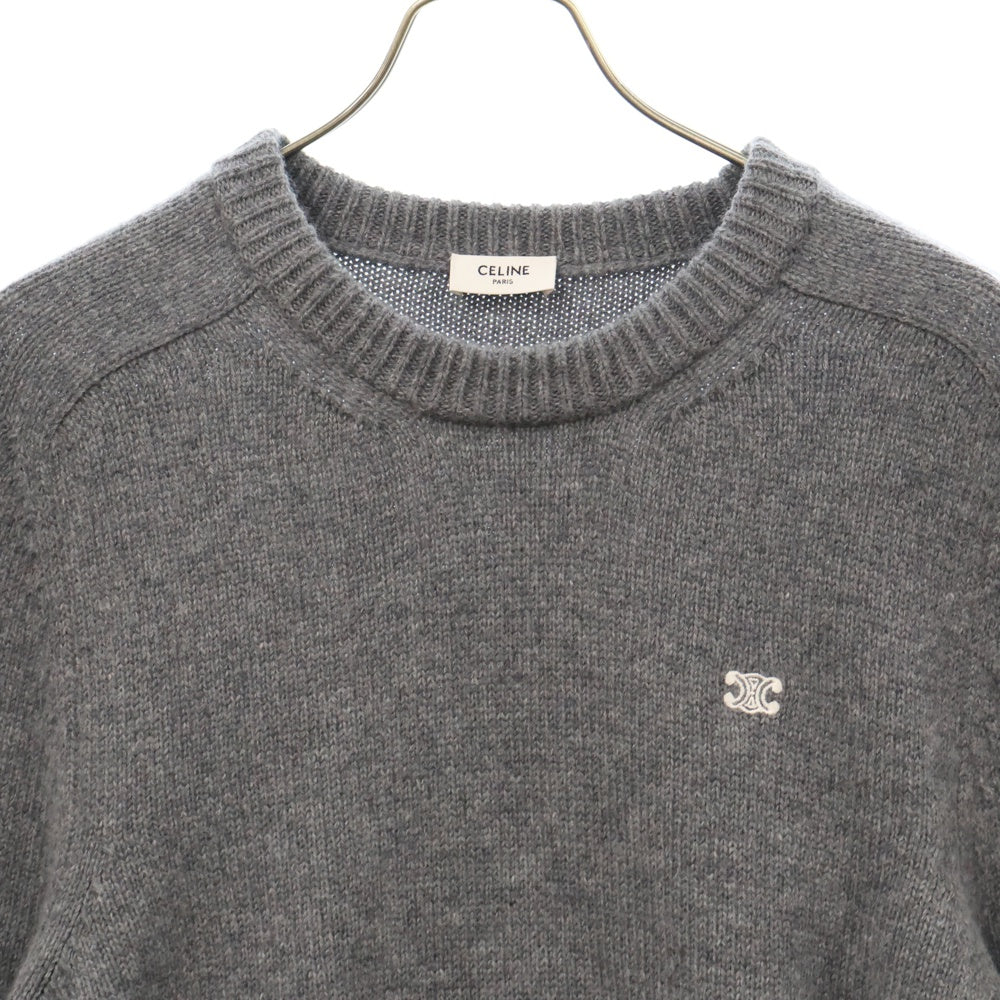 CELINE(セリーヌ) PULL COL ROND BOXY TRIOMPHE トリオンフ ロゴ刺繍 クルーネック ニットセーター グリーン 2AC85048T
