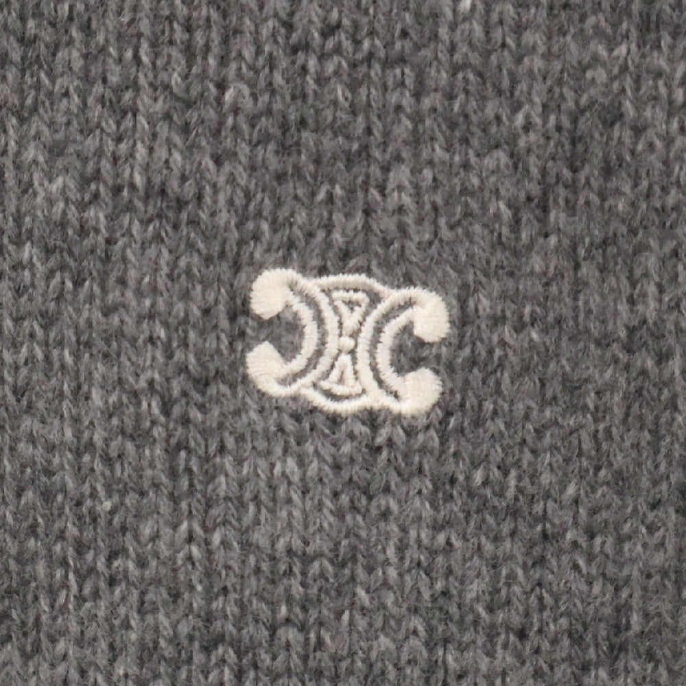 CELINE(セリーヌ) PULL COL ROND BOXY TRIOMPHE トリオンフ ロゴ刺繍 クルーネック ニットセーター グリーン 2AC85048T