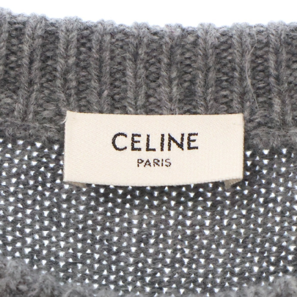 CELINE(セリーヌ) PULL COL ROND BOXY TRIOMPHE トリオンフ ロゴ刺繍 クルーネック ニットセーター グリーン 2AC85048T