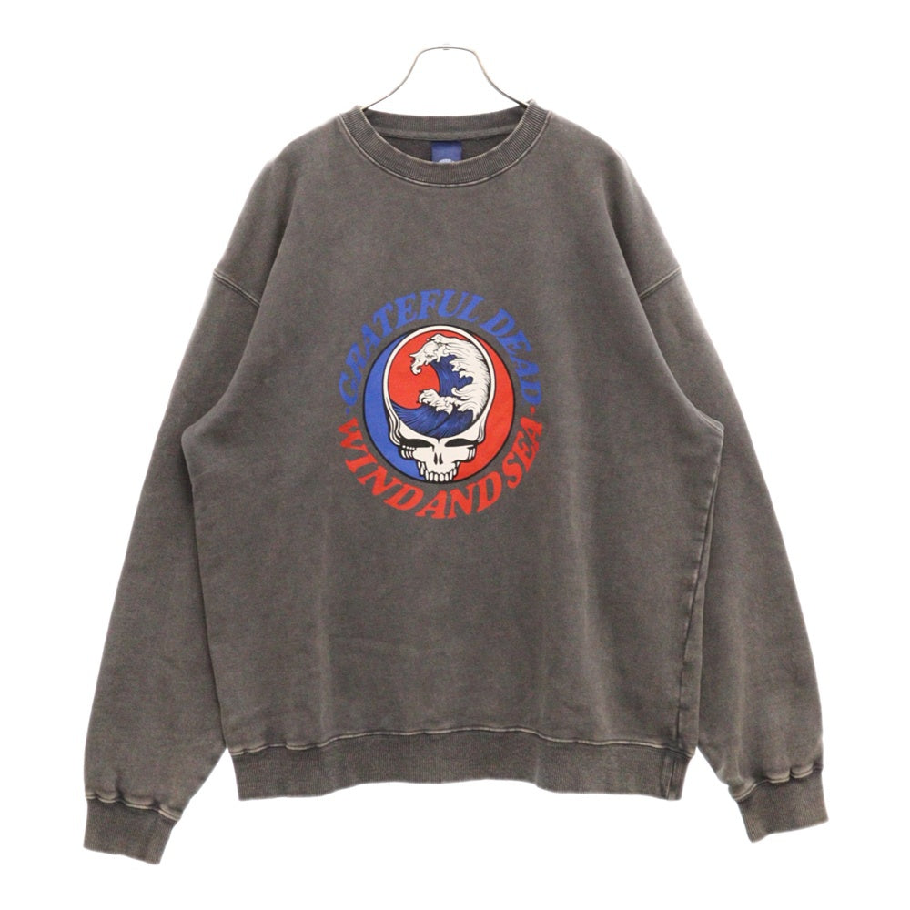 WIND AND SEA(ウィンダンシー) 25SS ×Grateful Dead Sulfer CrewNeck Sweatshirt グレイトフル デッド クルーネック スウェット トレーナー チャコールグレー WDS-C-GFD-25-Q2-04