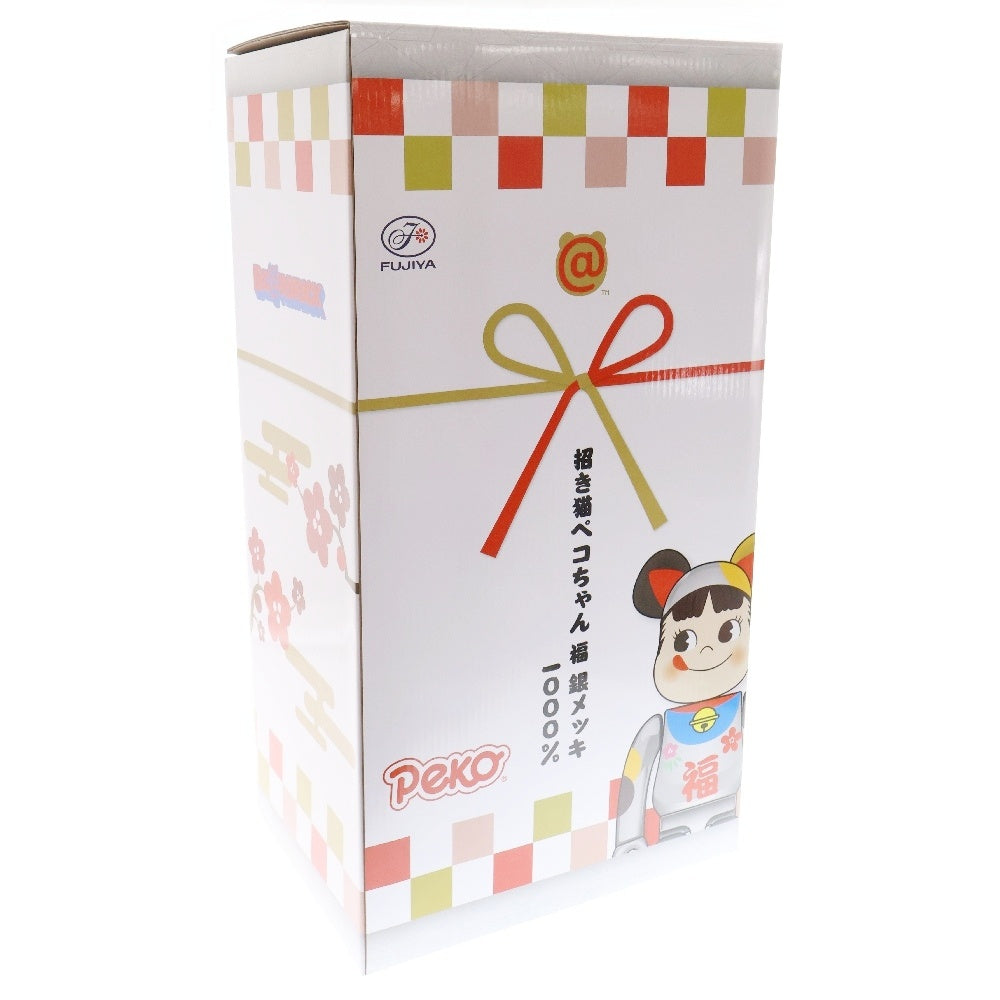 MEDICOM TOY(メディコムトイ) BE@RBRICK 招き猫 ペコちゃん 福 銀メッキ 1000% ベアブリック フィギュア 人形 シルバー