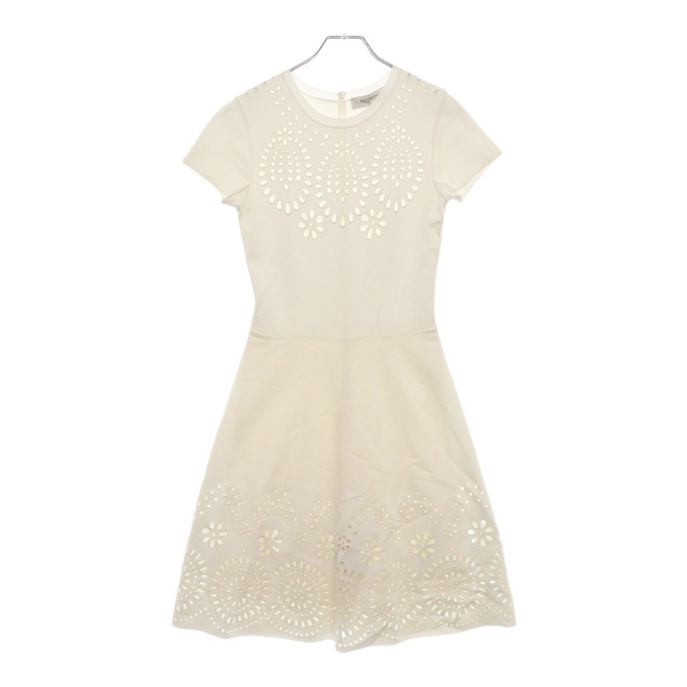 VALENTINO(ヴァレンティノ) Punching Flower Design Dress パンチング加工 フラワーデザイン ドレス ワンピース レディース ホワイト WB3KDA986H4