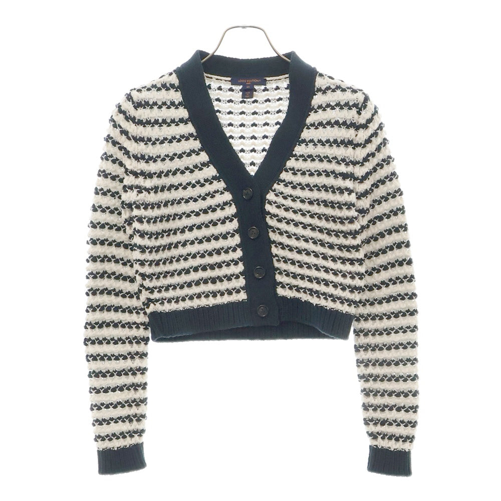LOUIS VUITTON(ルイヴィトン) 24AW Waffle Border Short Cardigan ワッフルニット ショート丈 ボーダー カーディガン レディース ネイビー/ホワイト RW242WW MEZ FRKC20