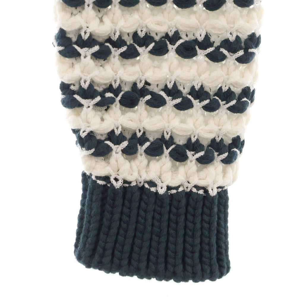 LOUIS VUITTON(ルイヴィトン) 24AW Waffle Border Short Cardigan ワッフルニット ショート丈 ボーダー カーディガン レディース ネイビー/ホワイト RW242WW MEZ FRKC20