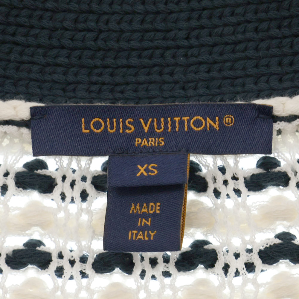 LOUIS VUITTON(ルイヴィトン) 24AW Waffle Border Short Cardigan ワッフルニット ショート丈 ボーダー カーディガン レディース ネイビー/ホワイト RW242WW MEZ FRKC20