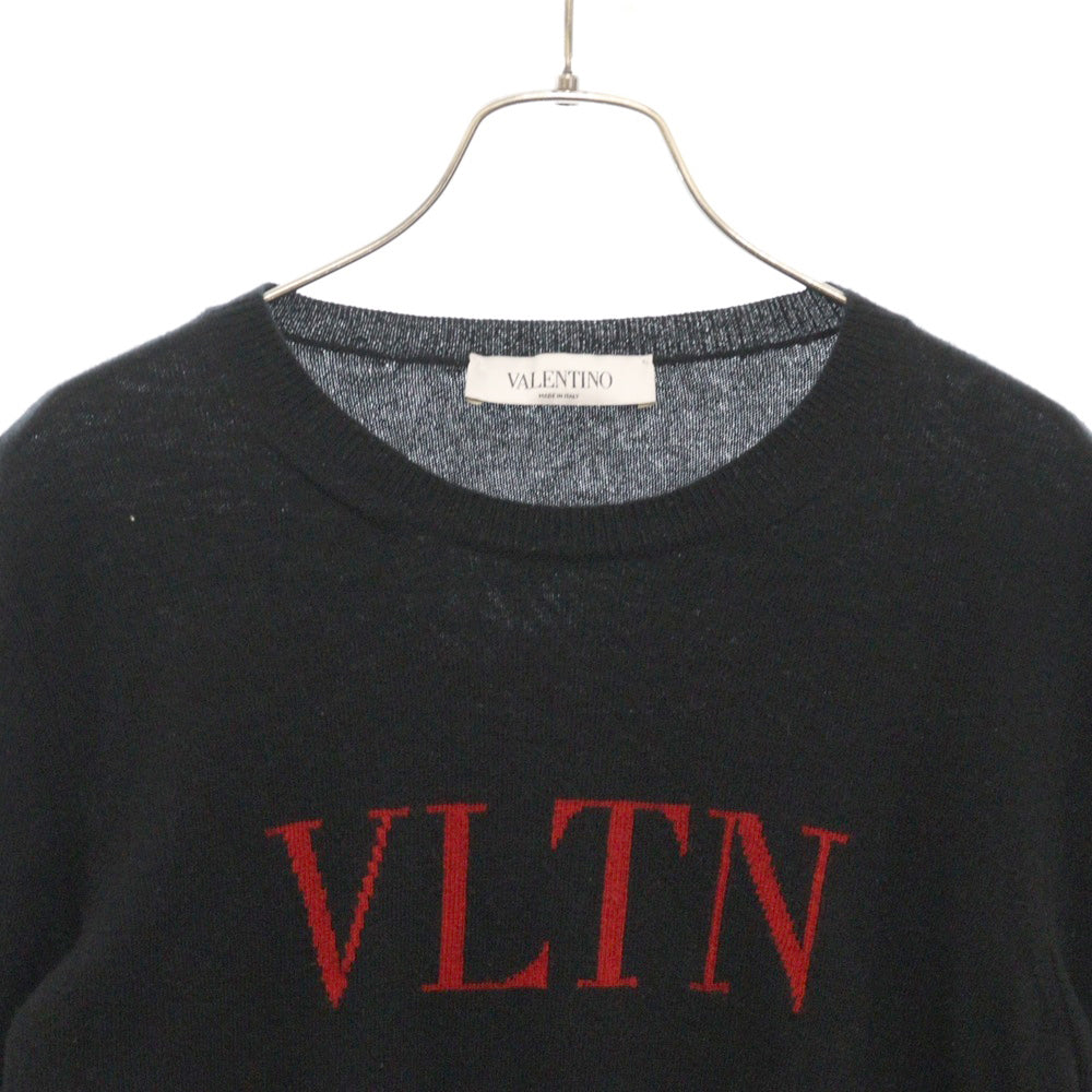 VALENTINO(ヴァレンティノ) Cashmere Wool Logo Knit Sweater カシミア混 ロゴ ウールニットセーター ブラック レディース SB3KC10546T