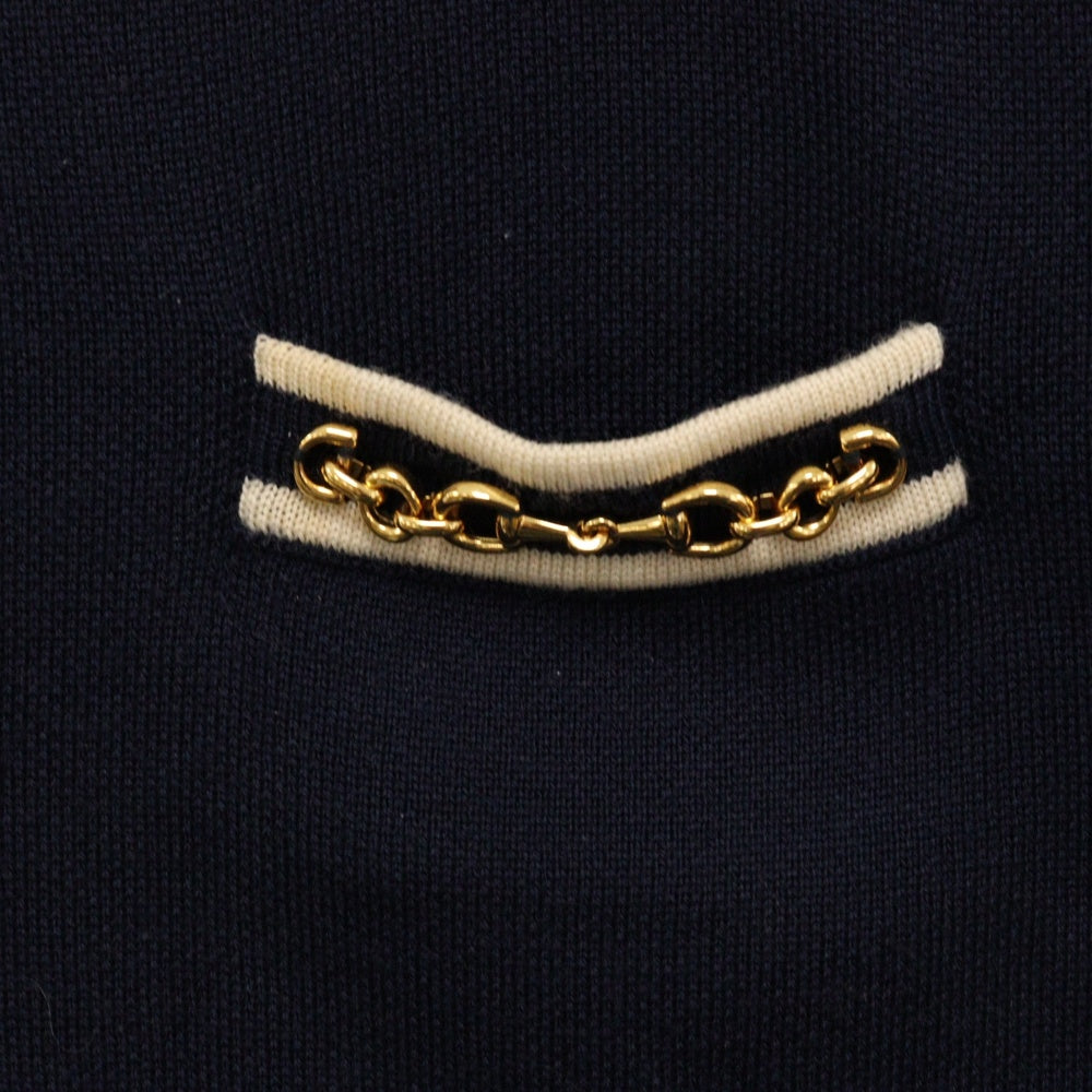 GUCCI(グッチ) GGチェーン装飾 ケーブルニット ノースリーブ ワンピース ドレス レディース ネイビー 658350 XKBVO