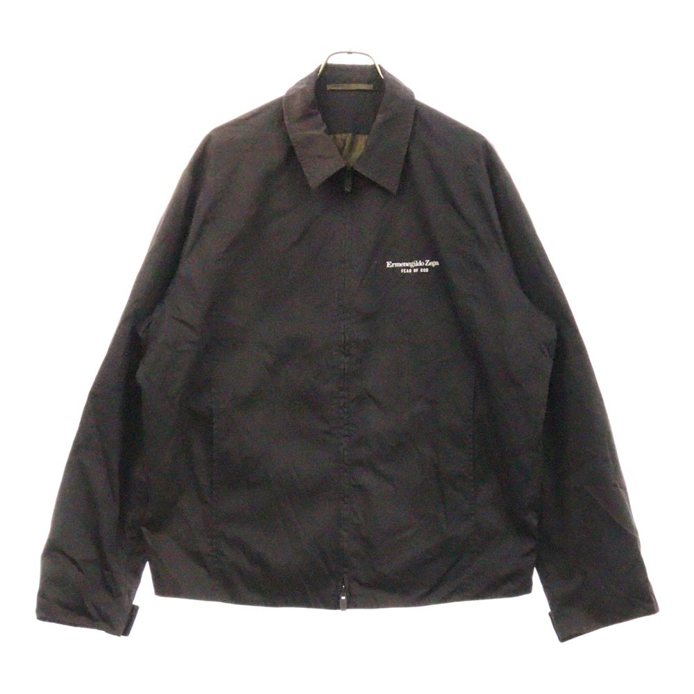 FEAR OF GOD(フィアオブゴッド) 20AW×Ermenegildo Zegna Coach Jacket エルメネジルドゼニア コーチジャケット ロゴプリント ブラック FZ5007 FZC801