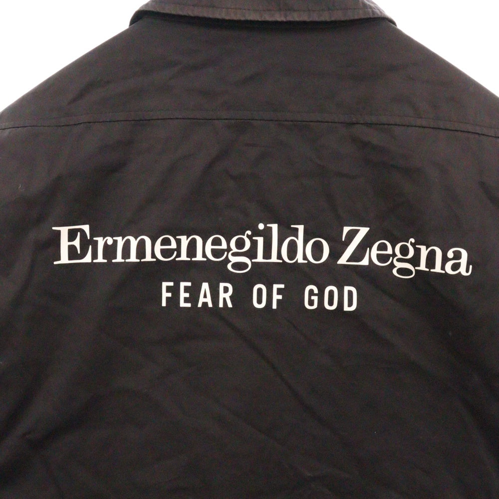 FEAR OF GOD(フィアオブゴッド) 20AW×Ermenegildo Zegna Coach Jacket エルメネジルドゼニア コーチジャケット ロゴプリント ブラック FZ5007 FZC801