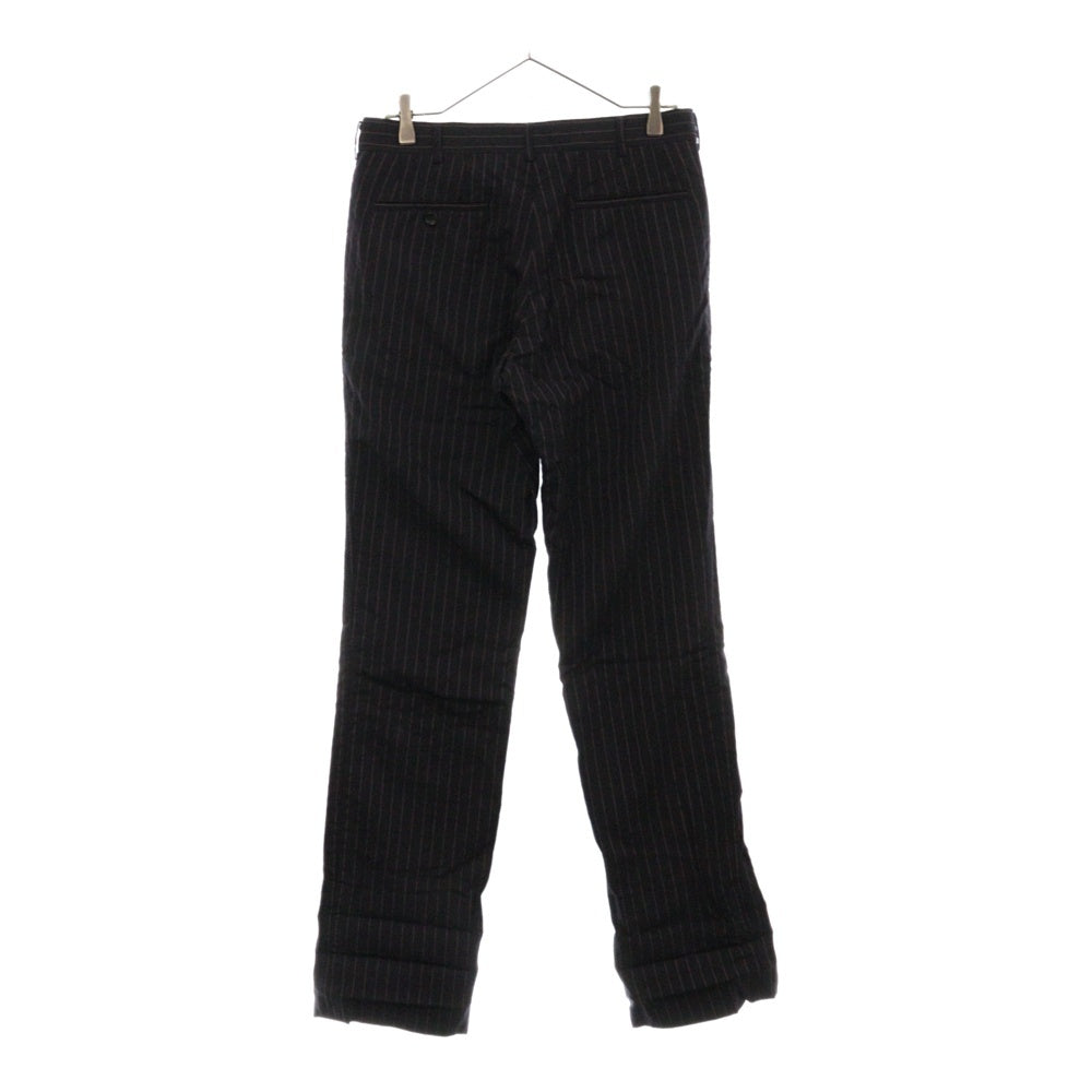 COMME des GARCONS HOMME(コムデギャルソンオム) 08AW ピンストライプ 裏地ピンク スラックスパンツ ブラック HC-P036