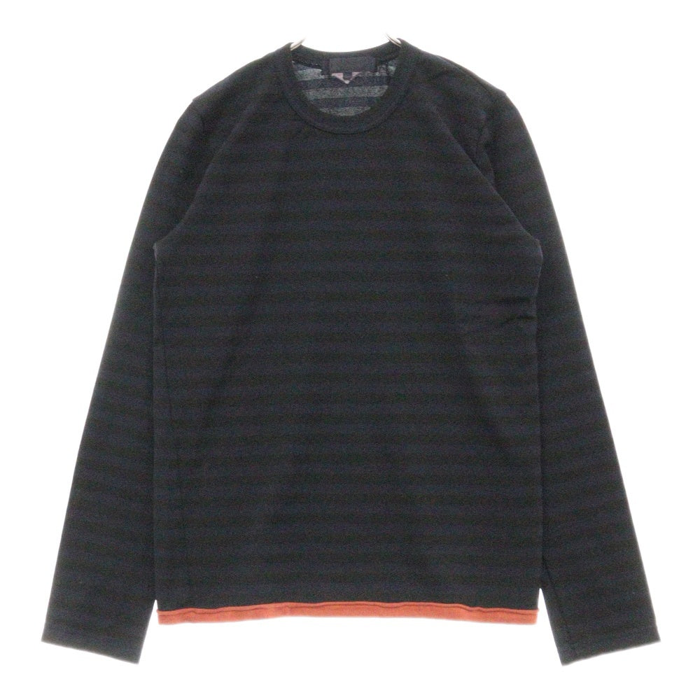 COMME des GARCONS COMME des GARCONS(コムデギャルソンコムデギャルソン) 05AW 製品染めボーダー裾切替ポリカットソー 長袖Tシャツ レディース ブラック RQ-T004