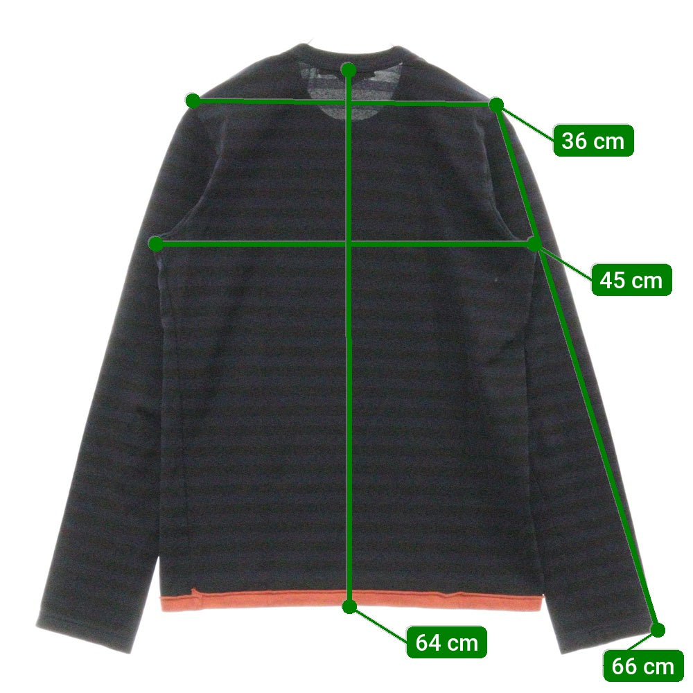 COMME des GARCONS COMME des GARCONS(コムデギャルソンコムデギャルソン) 05AW 製品染めボーダー裾切替ポリカットソー 長袖Tシャツ レディース ブラック RQ-T004