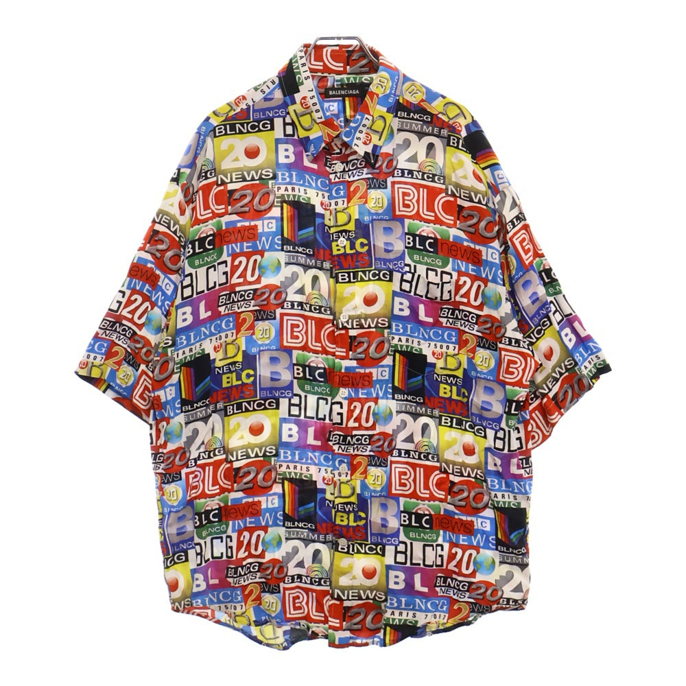 BALENCIAGA(バレンシアガ) Logo S/S Shirt ロゴ総柄 半袖シャツ マルチ 621930