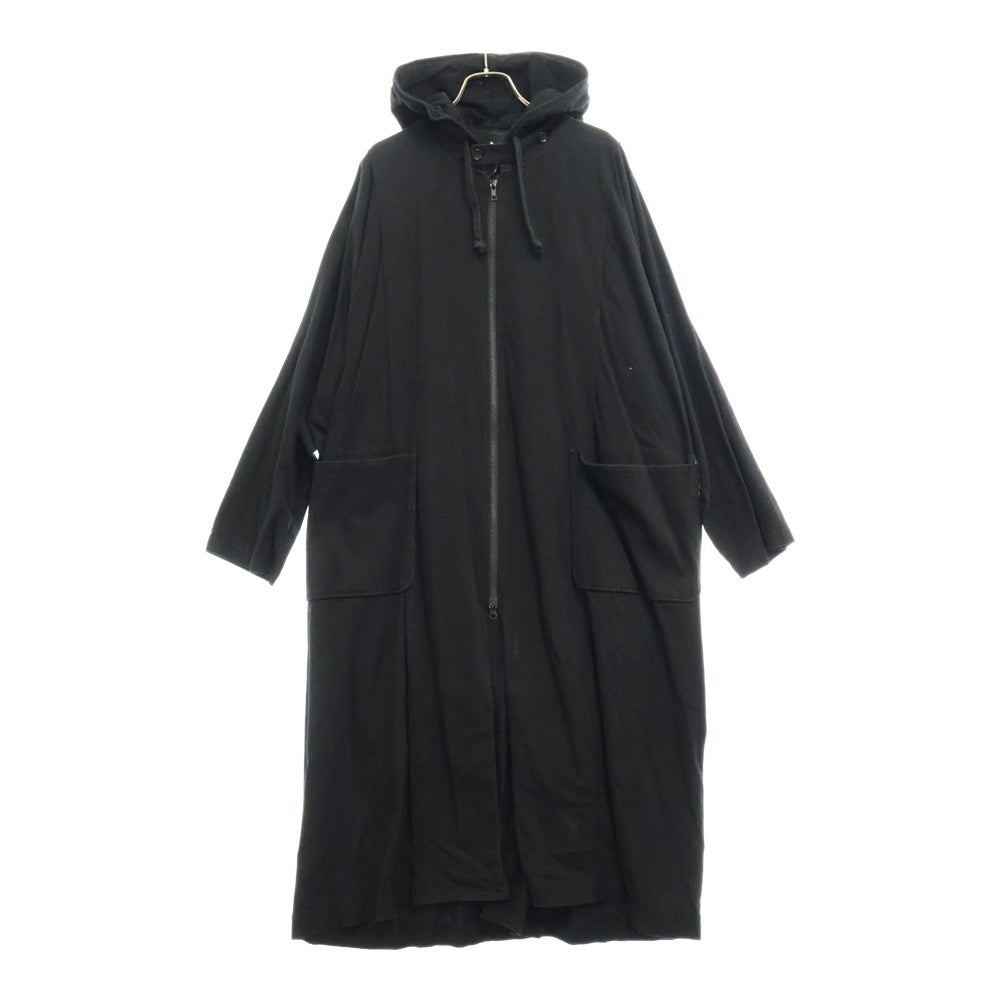 Ground Y(グラウンドワイ) 19AW Open front Big Dress With Hood 30/コットン天竺 オーバーフードドレス ブラック GA-D04-040