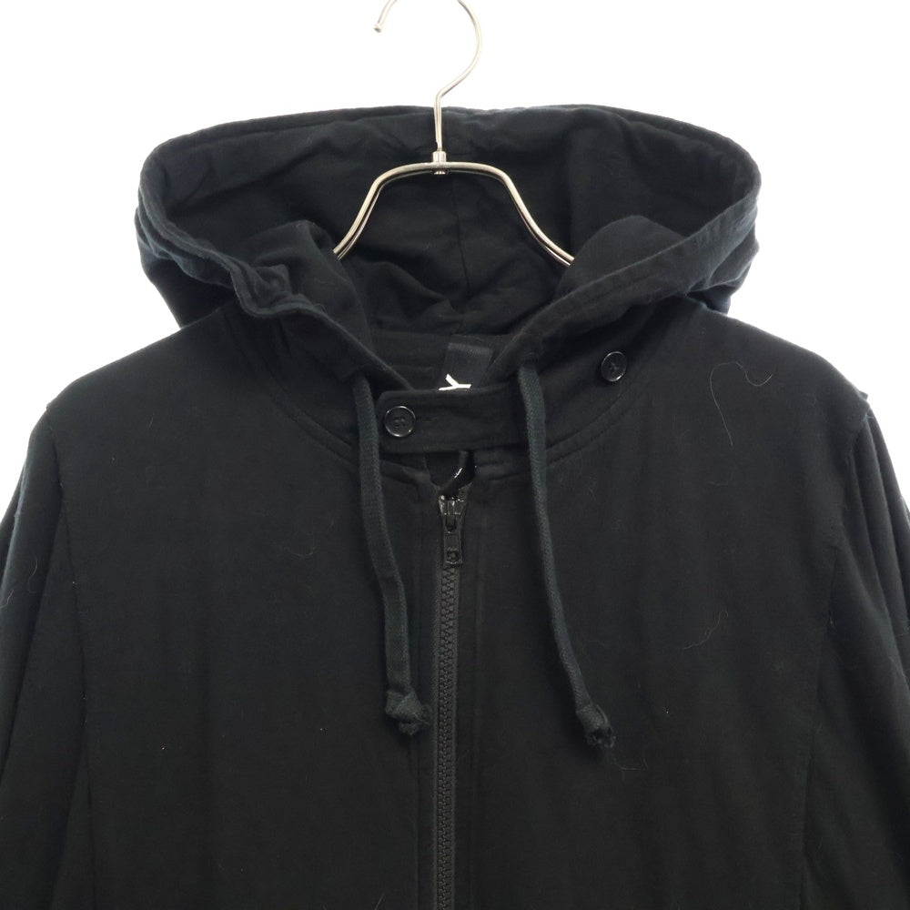 Ground Y(グラウンドワイ) 19AW Open front Big Dress With Hood 30/コットン天竺 オーバーフードドレス ブラック GA-D04-040