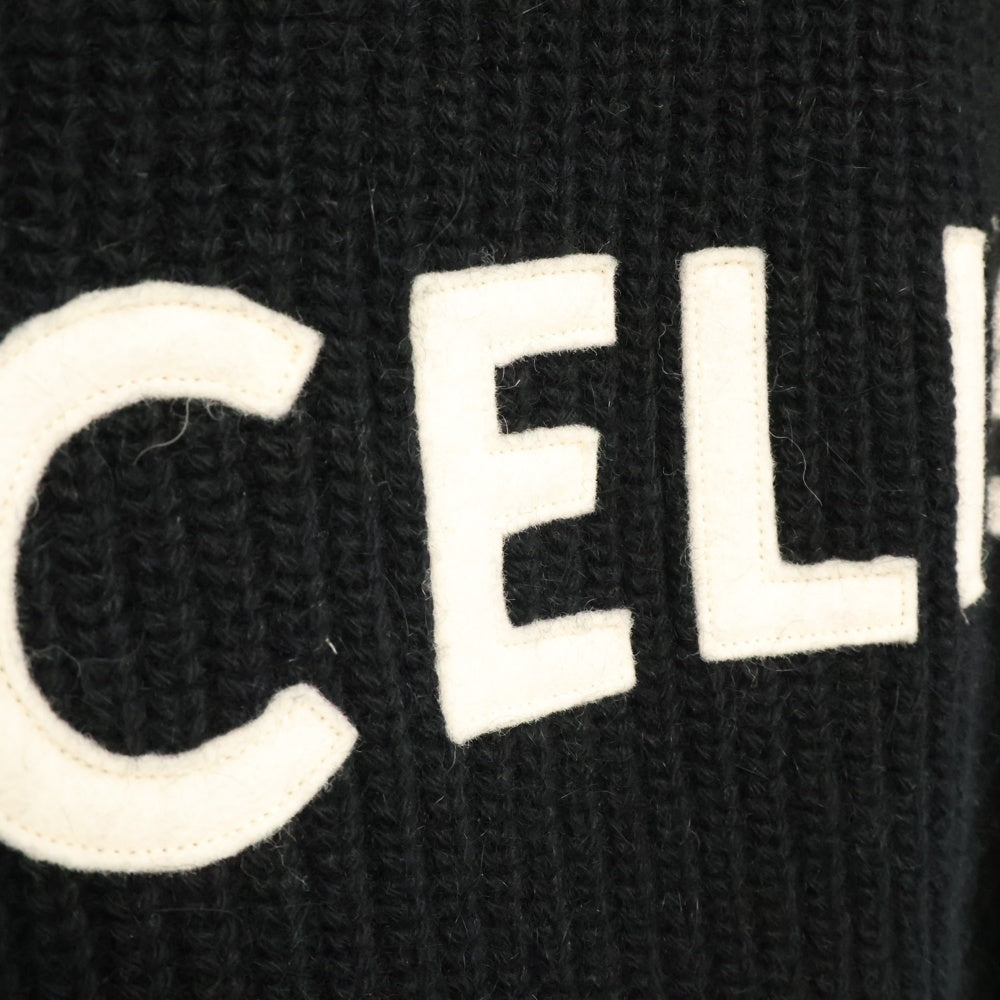 CELINE(セリーヌ) 21AW フェルトロゴ クルーネック ニットセーター ブラック 2A19R205O