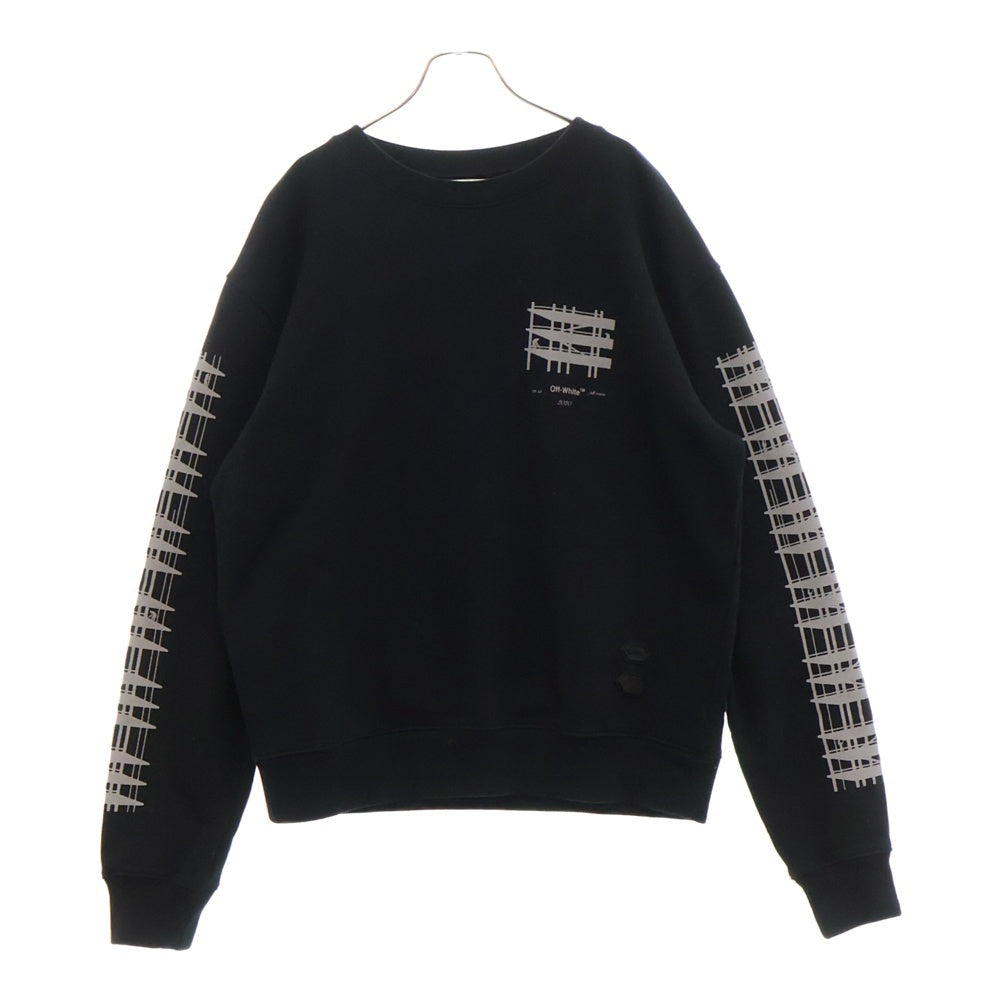 OFF-WHITE(オフホワイト) 19AW ダイアゴナル インダストリアル スリムクルーネック スウェット トレーナー ブラック OMBA025E19E30004