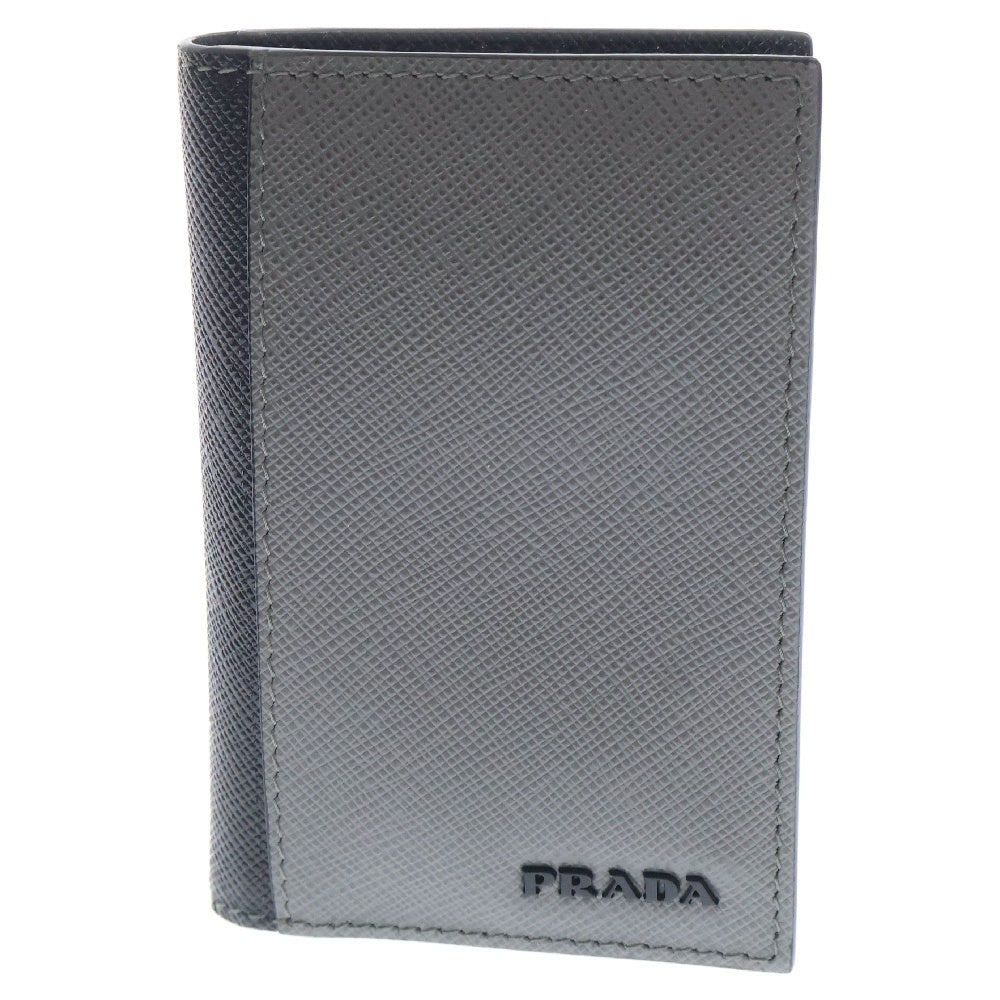 PRADA(プラダ) サフィアーノレザー カードケース 二つ折り 名刺入れ ブラック/ホワイト 2MC101