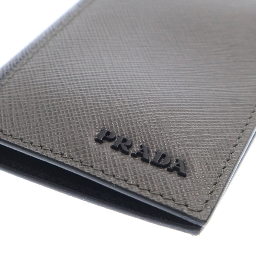 PRADA(プラダ) サフィアーノレザー カードケース 二つ折り 名刺入れ ブラック/ホワイト 2MC101