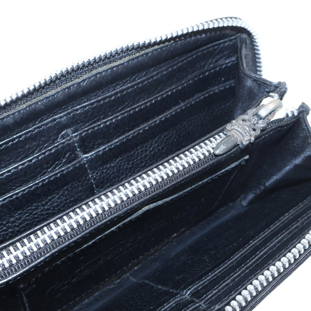 CHROME HEARTS(クロムハーツ) REC F ZIP PLANE プレーン ラウンドジップレザーウォレット 財布 ブラック BCA370