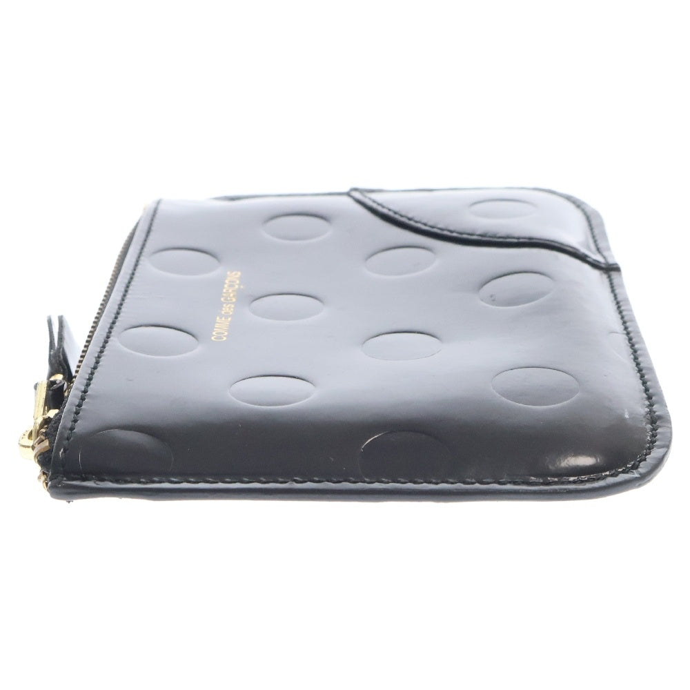 COMME des GARCONS(コムデギャルソン) POLKA DOTS EMBOSSED ポルカドット エンボス パテント レザー コインケース ウォレット 財布 ブラック SA8100NE