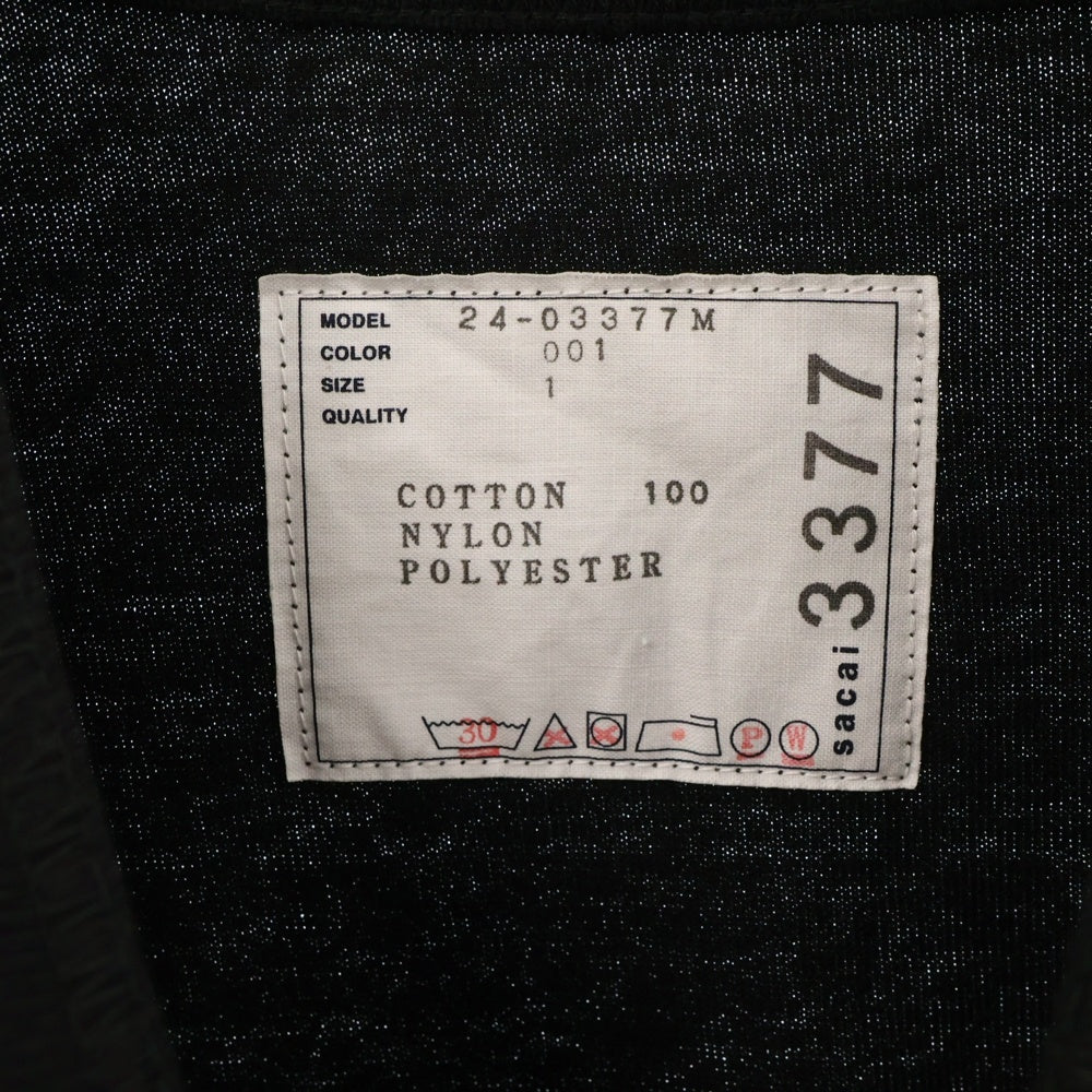 Sacai(サカイ) 24SS Cotton Jersey T-Shirt コットンジャージー半袖Tシャツ ブラック 24-03377M