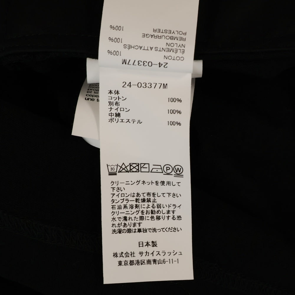 Sacai(サカイ) 24SS Cotton Jersey T-Shirt コットンジャージー半袖Tシャツ ブラック 24-03377M