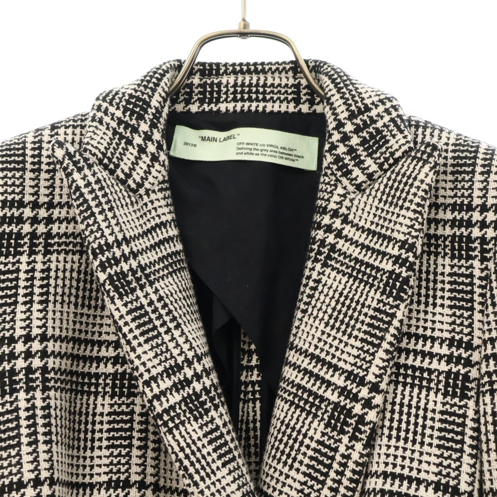 OFF-WHITE(オフホワイト) 17AW ウール ベルテッド チェック チェスターコート ブラック/ホワイト レディース OWEA107F17682166