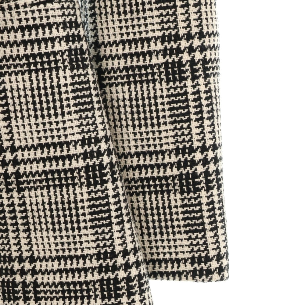 OFF-WHITE(オフホワイト) 17AW ウール ベルテッド チェック チェスターコート ブラック/ホワイト レディース OWEA107F17682166