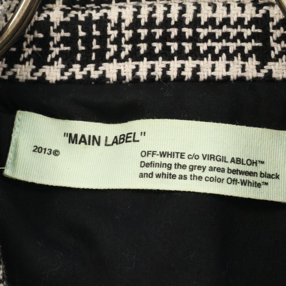 OFF-WHITE(オフホワイト) 17AW ウール ベルテッド チェック チェスターコート ブラック/ホワイト レディース OWEA107F17682166