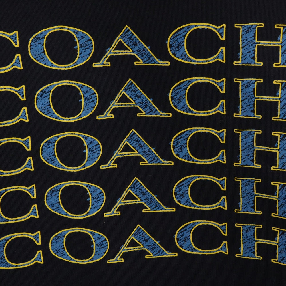 COACH(コーチ) シグネチャー スタック ロゴプリント スウェット プルオーバーパーカー ネイビー CM828