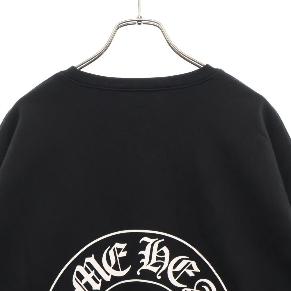 CHROME HEARTS(クロムハーツ) Horseshoe Crewneck Sweatshirt ホースシュープリント 袖フローラル クルーネックスウェットトレーナー ブラック