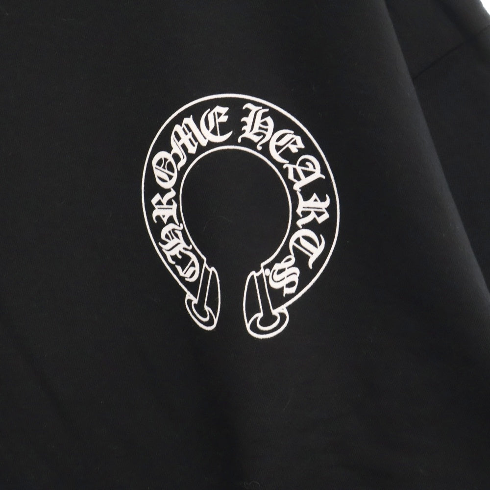 CHROME HEARTS(クロムハーツ) Horseshoe Crewneck Sweatshirt ホースシュープリント 袖フローラル クルーネックスウェットトレーナー ブラック