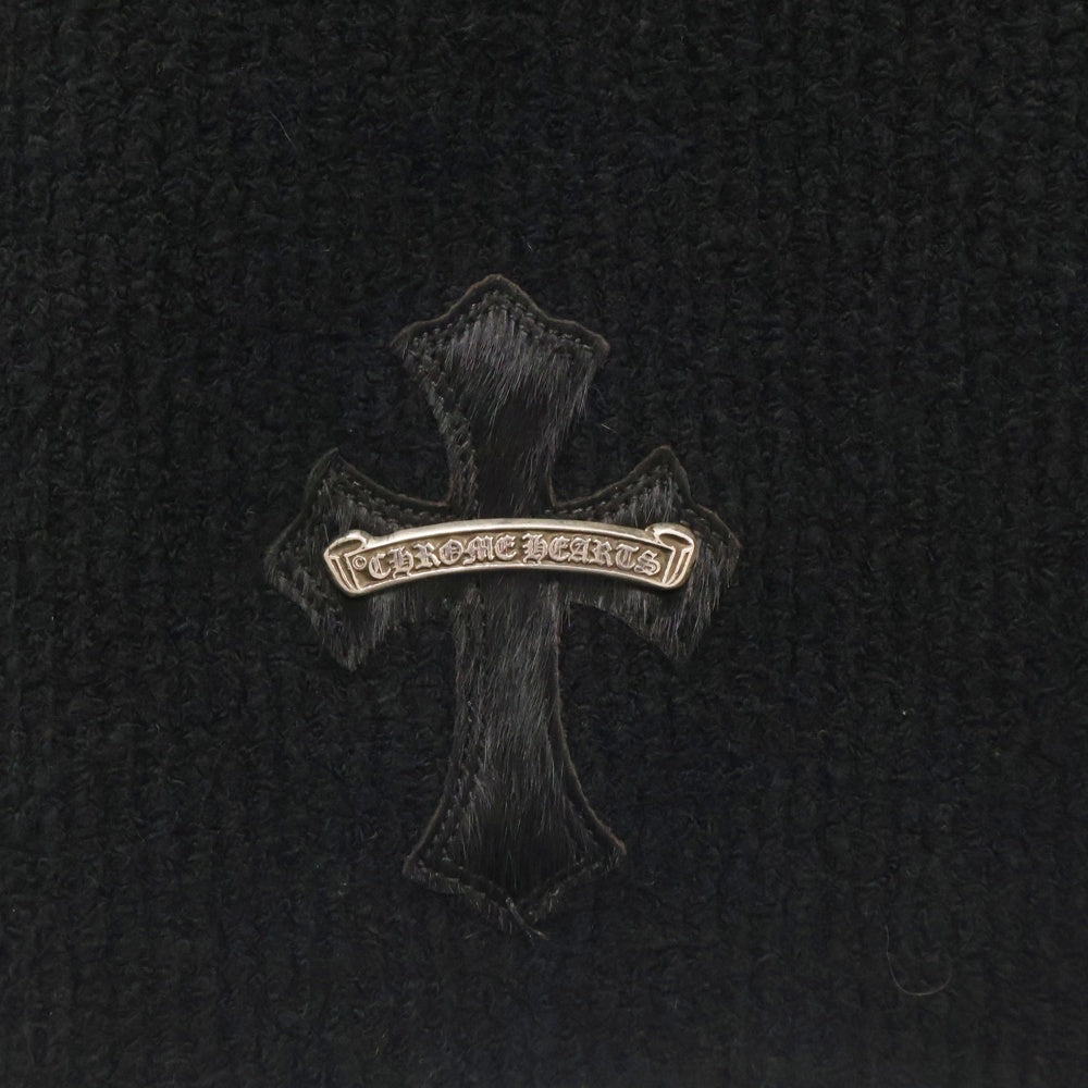 CHROME HEARTS(クロムハーツ) ハラコクロスパッチ ハイネック ニットセーター ブラック