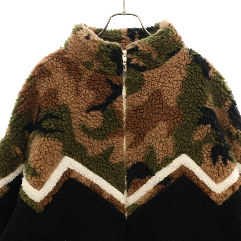 CELINE(セリーヌ) 22SS バイマテリアル カモフラージュフリースジャケット ブラック/ブラウン 2Y579893L