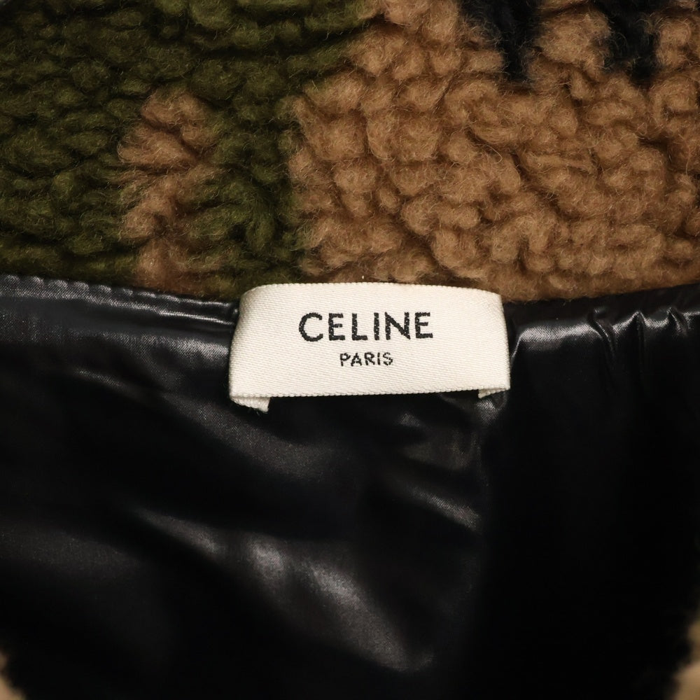 CELINE(セリーヌ) 22SS バイマテリアル カモフラージュフリースジャケット ブラック/ブラウン 2Y579893L