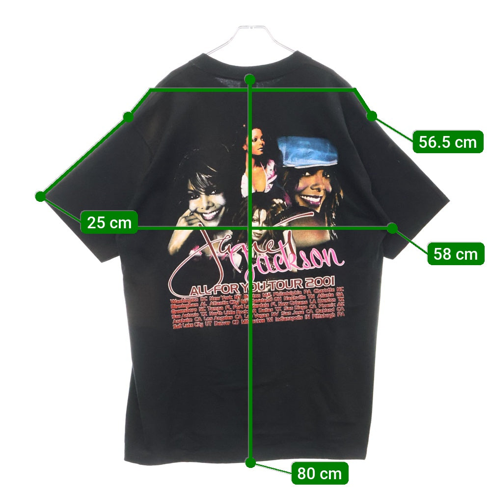 VINTAGE(ヴィンテージ) 00s JANET JACKSON ALL FOR YOU TOUR ジャネットジャクソン ツアー 両面プリント 半袖Tシャツ カットソー ブラック