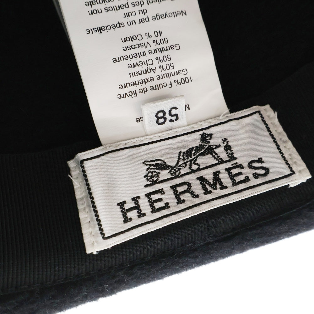 HERMES(エルメス) ウール シープレザー ボーラーハット 帽子 ブラック