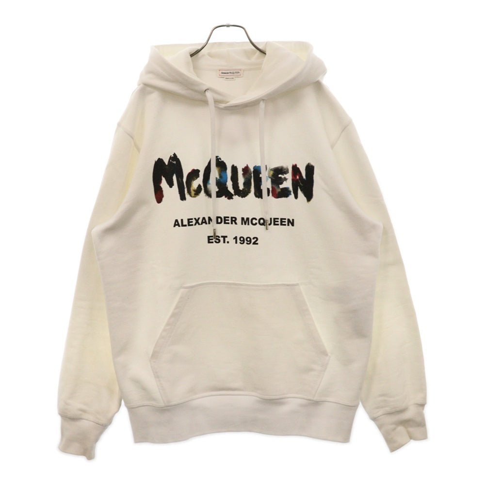 Alexander McQueen(アレキサンダーマックイーン) 22AW ロゴプリント スウェット プルオーバーパーカー ホワイト 727687 QUZ36